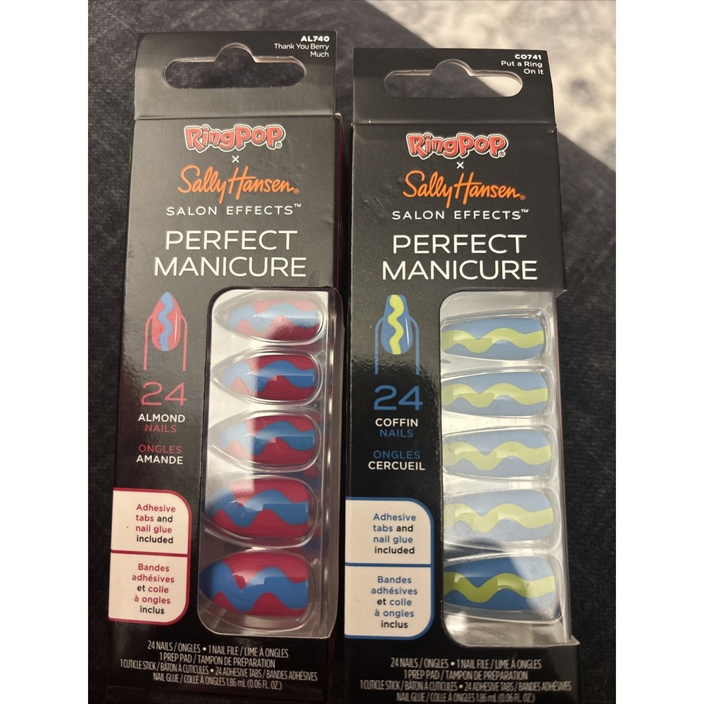 Lot of 2 Sally Hansen x Ring Pop Perfect Manicure Faux Nail Kit